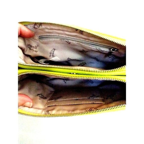 Jewell by Thirty-One Small Citrus Lime Pebbled Double Bag Crossbody Purse - Picture 6 of 9